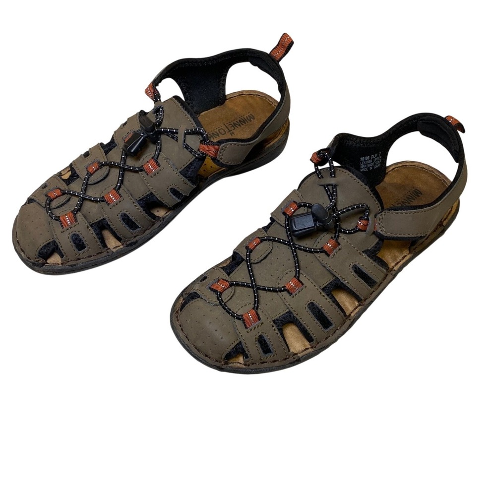 Minnetonka Sport Fisherman Sandals Women's 7‎ Olive Brown Leather Outdoor
